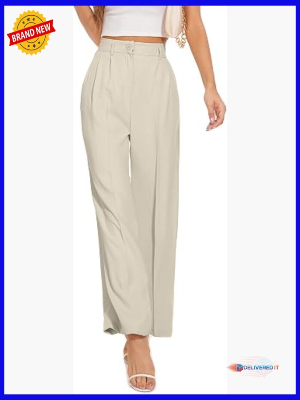High Waisted Wide Leg Dress Pants Work Slacks Business Casual Stretchy Elastic